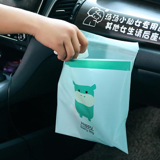 15Pcs Garbage Bag Self-adhesive Waterproof Leakproof No Residue Cute Chick Pattern Disposable Car Trash Pouch Daily Use
