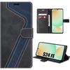 Protective Case - BOOLING - Samsung Galaxy S24 FE - Black-Blue PU Leather - Semi-rigid - Two-tone
