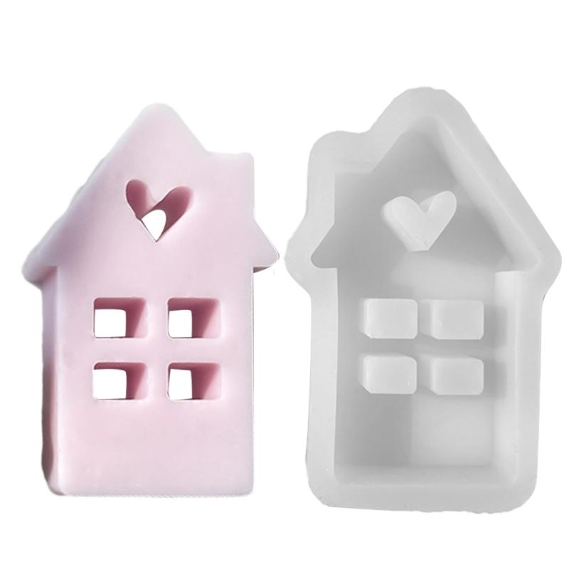 House Shape Candle Mold Heart Resin Mold for Candle Gypsum Ornament Silicone Mould Home Decorations Valentines Day Gift