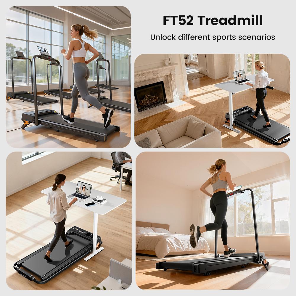 Treadmill iScooter Speed 1-12km/h Lndoor Treadmill With Bluetooth APP LED Display Max Load 120Kg Black FT52