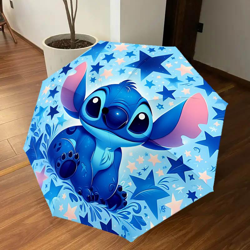 1pz Ombrello Stitch stelle-8 Stecche Rinforzate, Apertura Automatica, Leggero e Resistente, Carino Accessorio Fashion per Esterno, Spiaggia o Uso Casual, Ombrello da Spiaggia