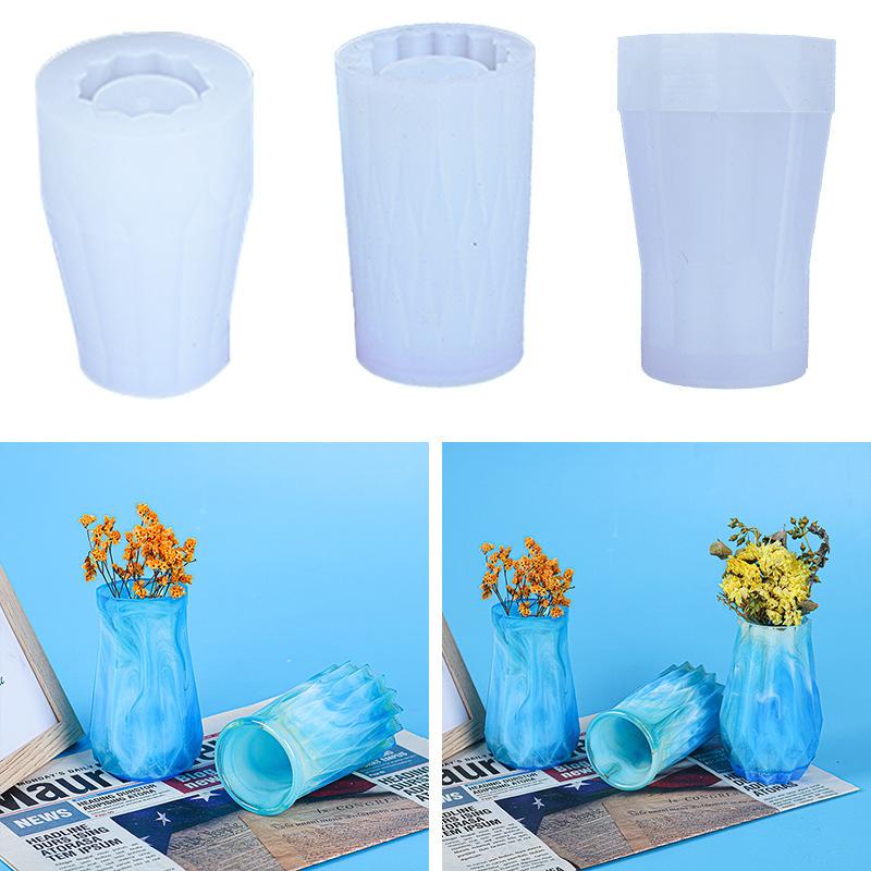 3D Vase Silicone Mold Mirror Epoxy Mold Resin Silicone Flower Geometric Vase Making Home Decor DIY Handmade Handicraft for Gifts