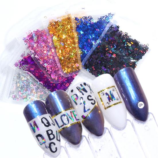 

Letter Shape Nail Art Sequins Diy Glitter Manicure Decorations