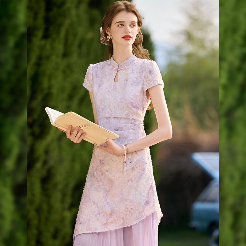 Bailuyu Elegant Jacquard Stand Collar Dress
