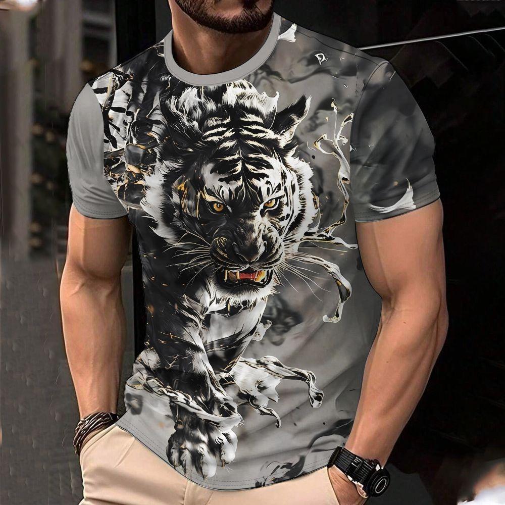 

Men s 3D printed T-shirt, oversized short sleeved round neck T-shirt, fashionable, casual and versatile 6XL