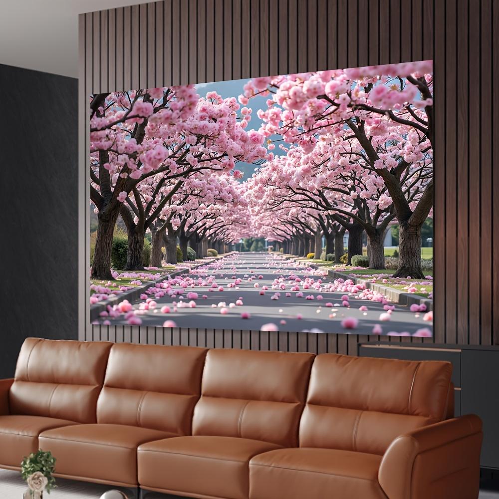 2D plane 1 piece of cherry blossom pink flower tree background made of polyester material