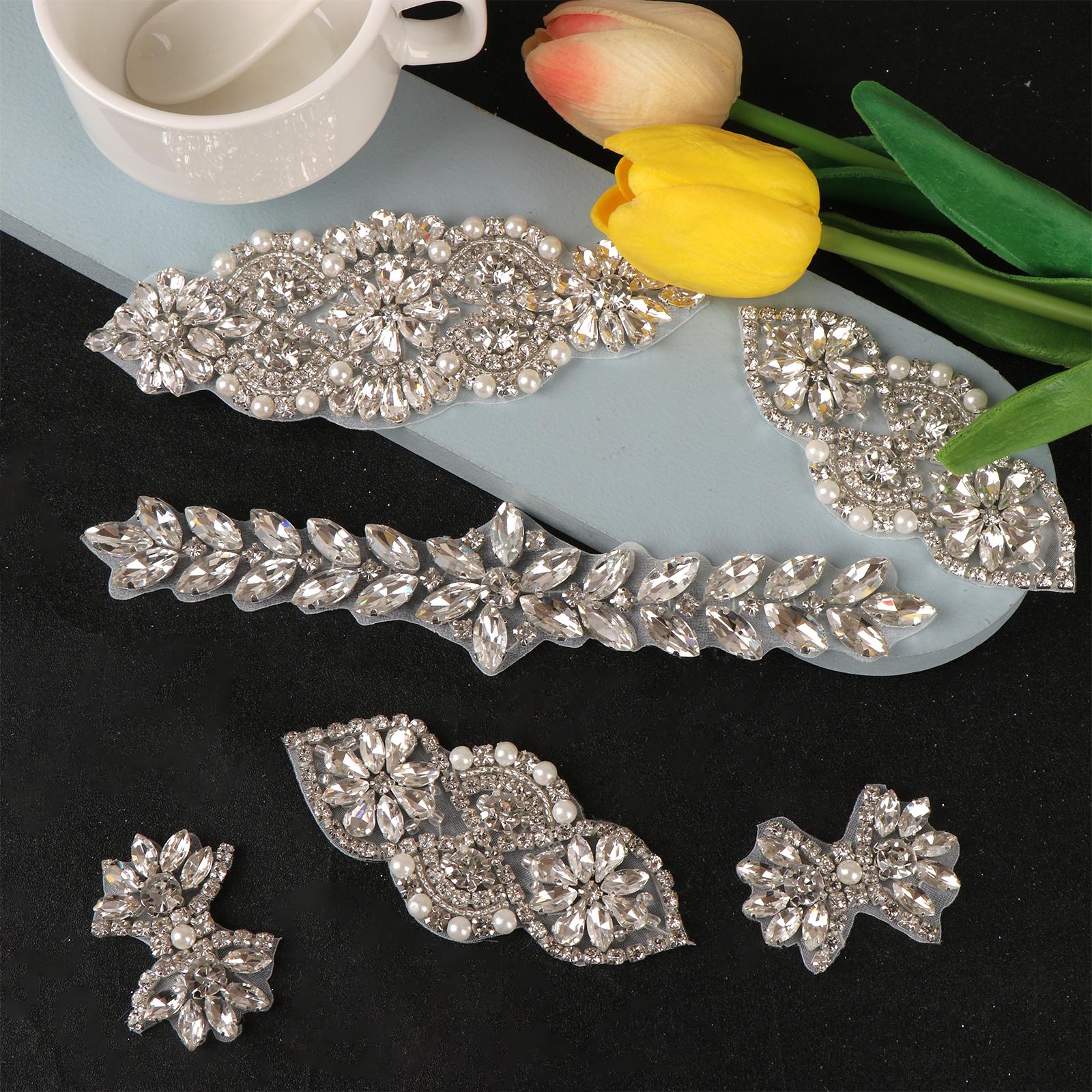 

8 Pieces Applique Silver Wedding Applique Iron On чёрный