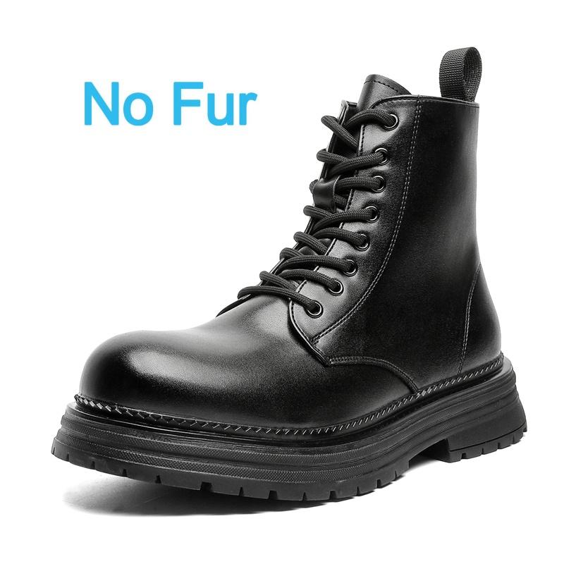 Fashion High Quality Thick Soled Platform Men Round Toe Boots Designer Casual Leather High Top Boots Fashion Comfy Outdoor Ankle Boots