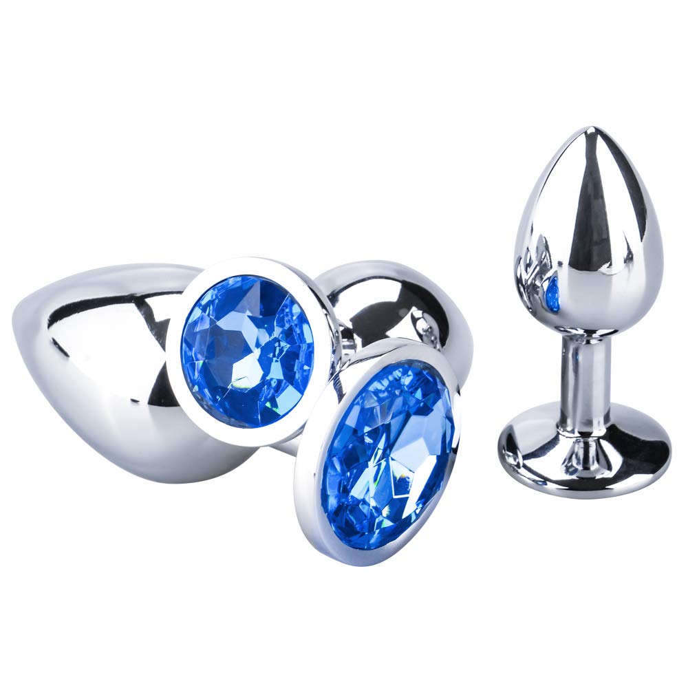 Soxeeh Anal Stainless Steel Anal Development for SM Anal Training Plug, 3-Piece Set, Unisex, (Dark Blue)