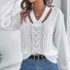 Women Casual Long Sleeve V Neck Knit Sweater for Autumn Winter
