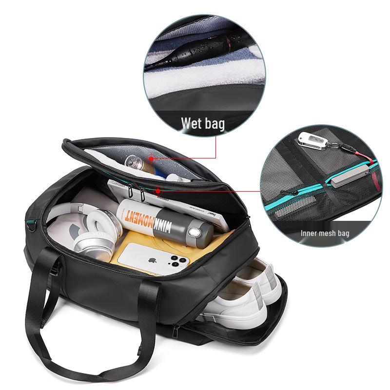 Men's Large-Capacity Multifunctional Waterproof Sports Bag: Double Shoulder, Gym, Travel, Basketball, and Football Training.