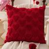 Valentine's Day Plush Pillow Cover Heart Embroidery Jacquard Cushion Case for Sofa Decor Romantic Gift
