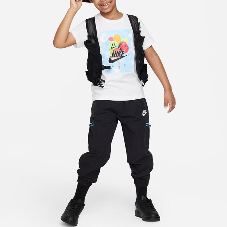 Nike Balloons Letter Logo Graphic Print Crew Neck Short Sleeve T-Shirt Kids tops White FQ0924-100