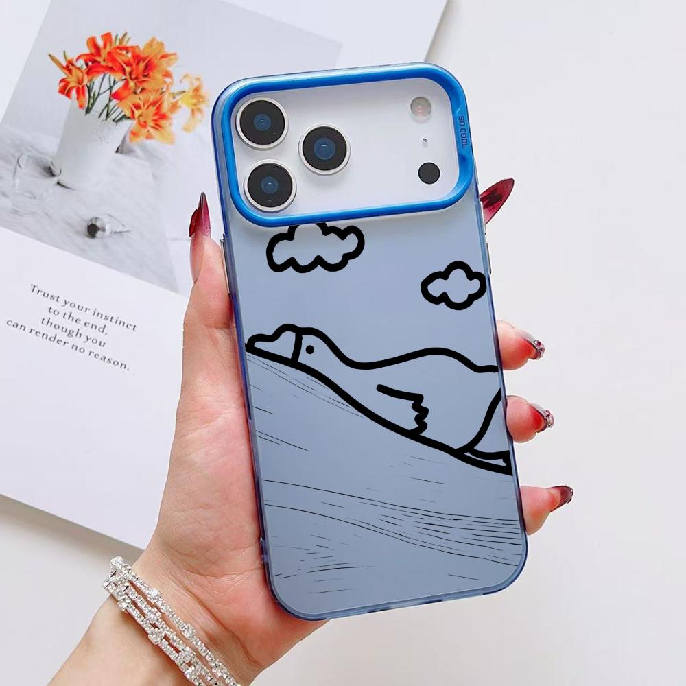 Cute Cartoon Duck Phone Case For iPhone 17 16 15 14 13 12 11 Pro Max Air Matte Laser Aurora Shockproof Funda