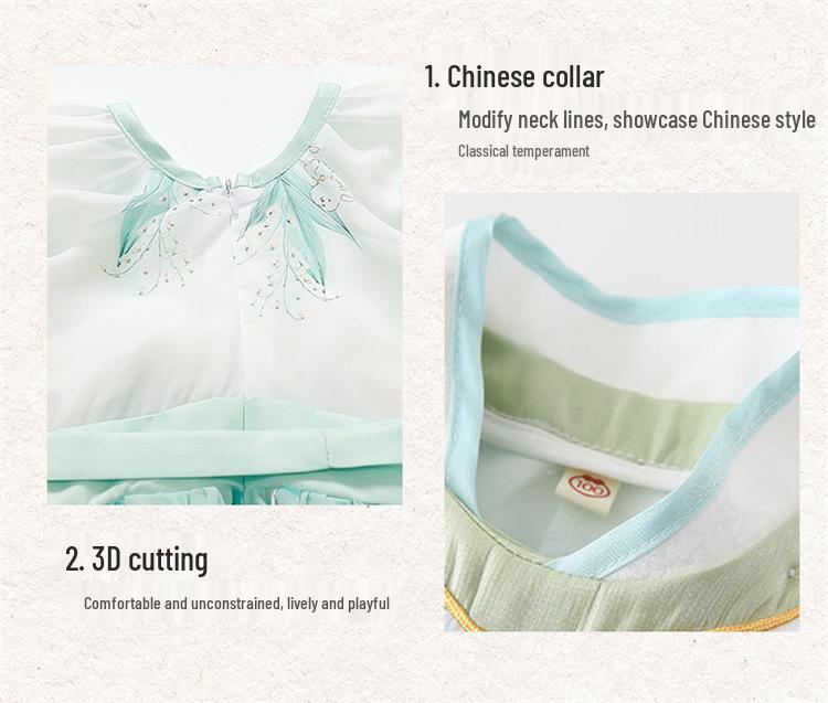 Children's Bamboo Rabbit Hanfu Princess Dress - Autumn Tang Suit Costume