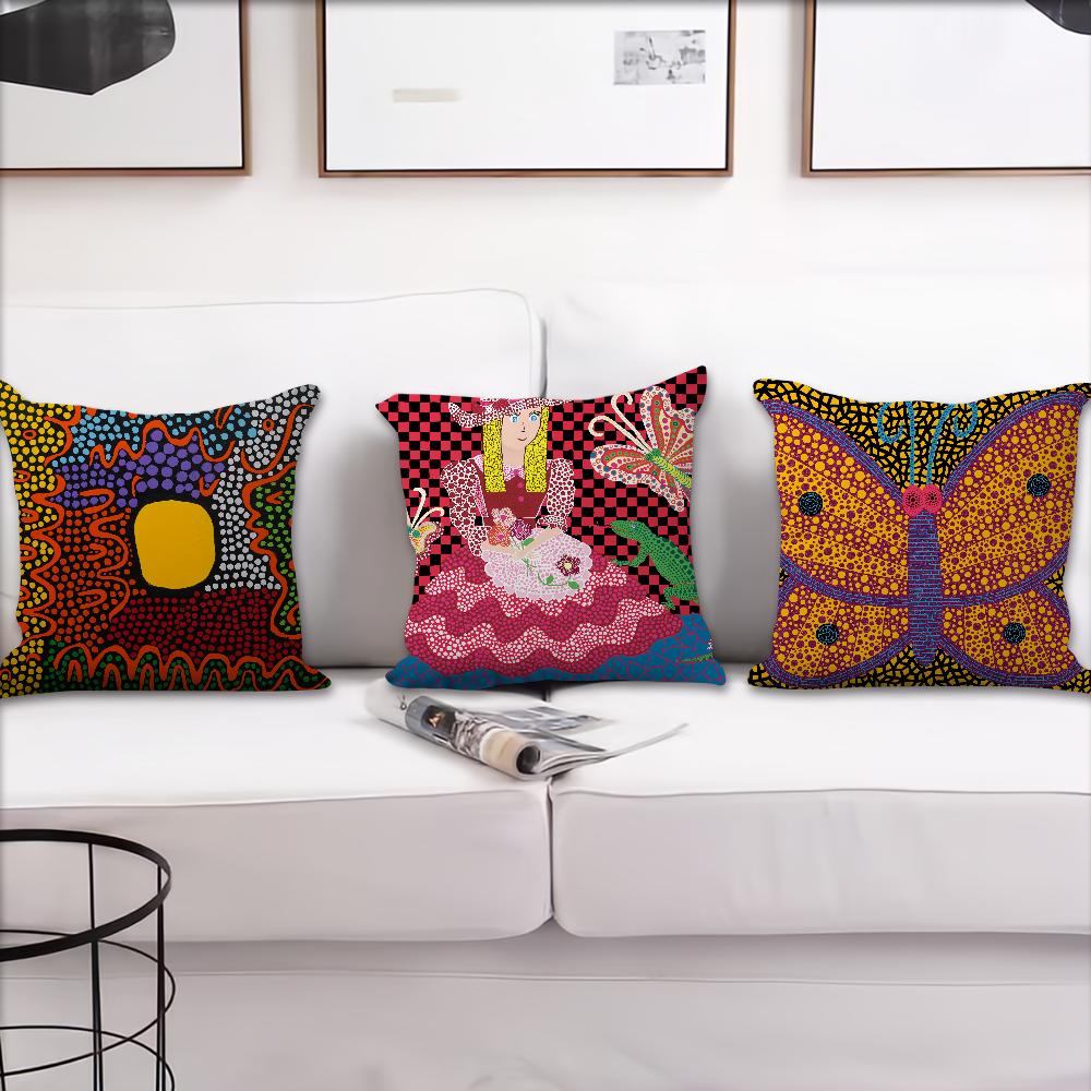 Cushion k-Kusama y-Yayoi Cover Comfortable Soft Pillow Case Art for Sofa Living Room Home Office Decor and Protective Covers