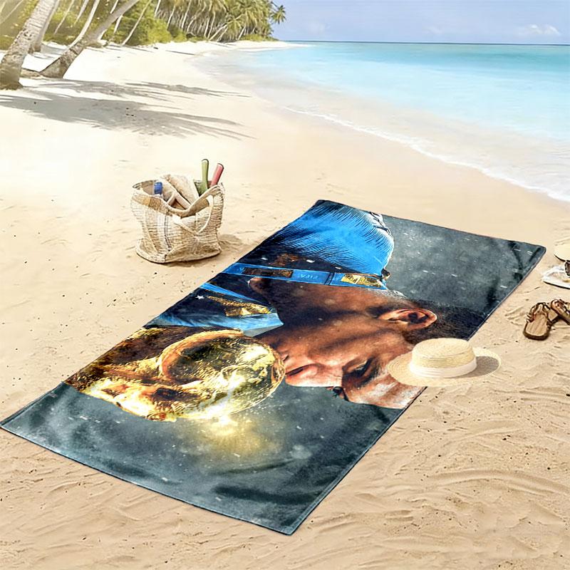 Kylian Mbappé Print Beach Towel, Large Soft Quick Dry Towel for Beach Camping Swimming