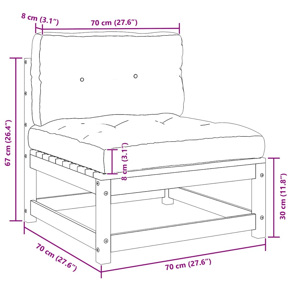 2 Piece Garden Lounge Set with Cushions White Solid Pine Wood