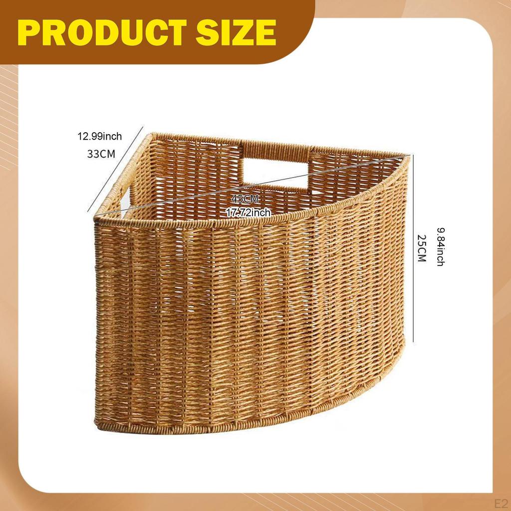 Corner Storage Basket Triangle Box, Space Saving, Portable Narrow Bin for Books
