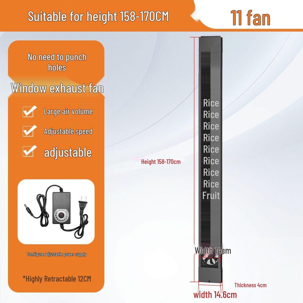 No-Installation, Drill-Free Window Exhaust Fan for Bedroom Ventilation