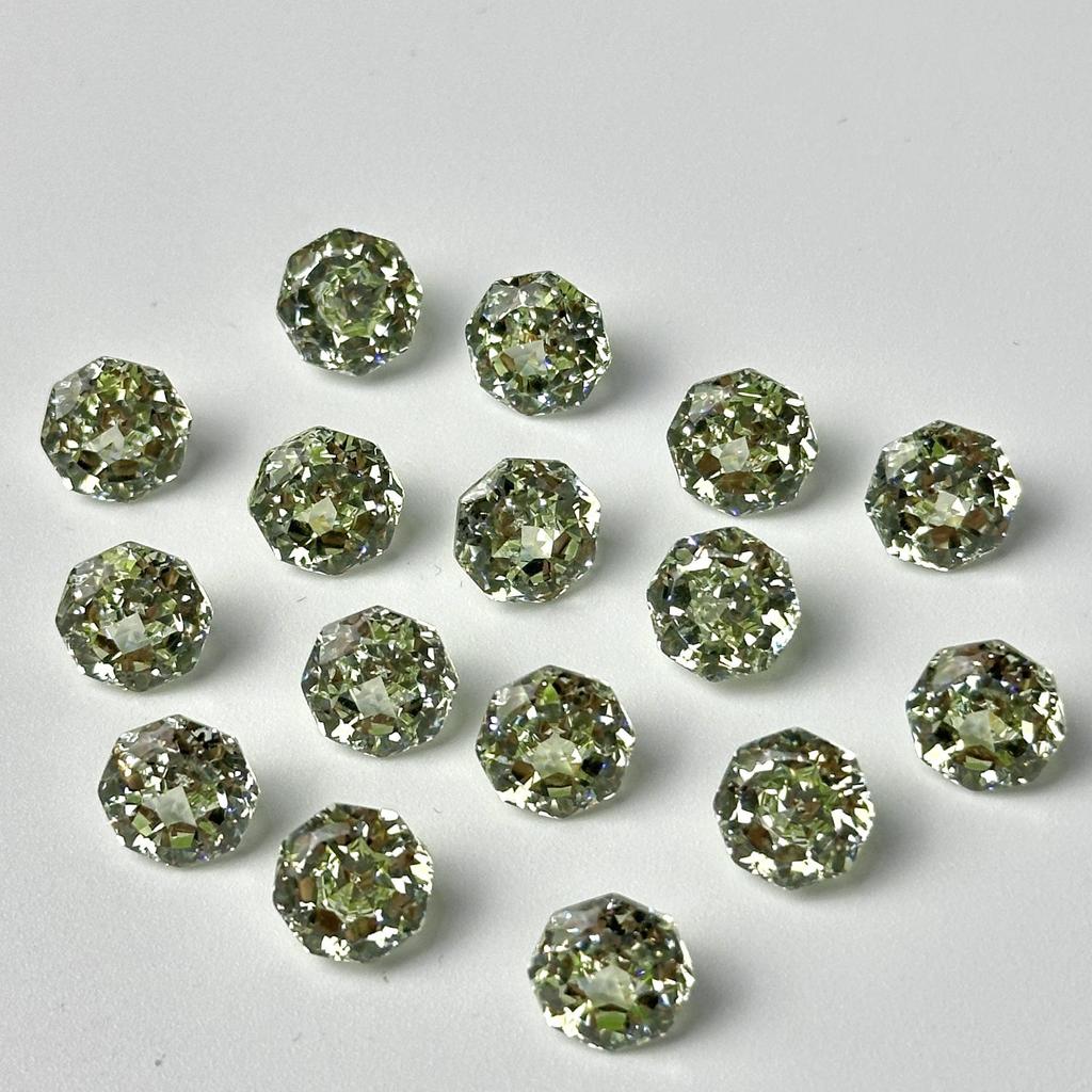 Octagonal Queen Cut Zircon Gem, 6/8mm, Super Sparkle Coated for DIY Jewelry