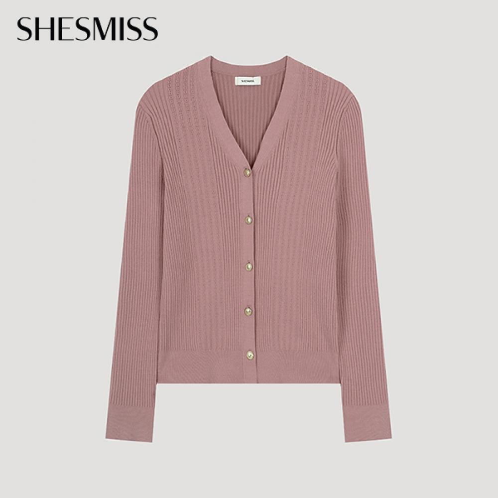 

She S miSS V Neck Ribbed Knit Cardigan SSkcdo31020 Pk Pink/55