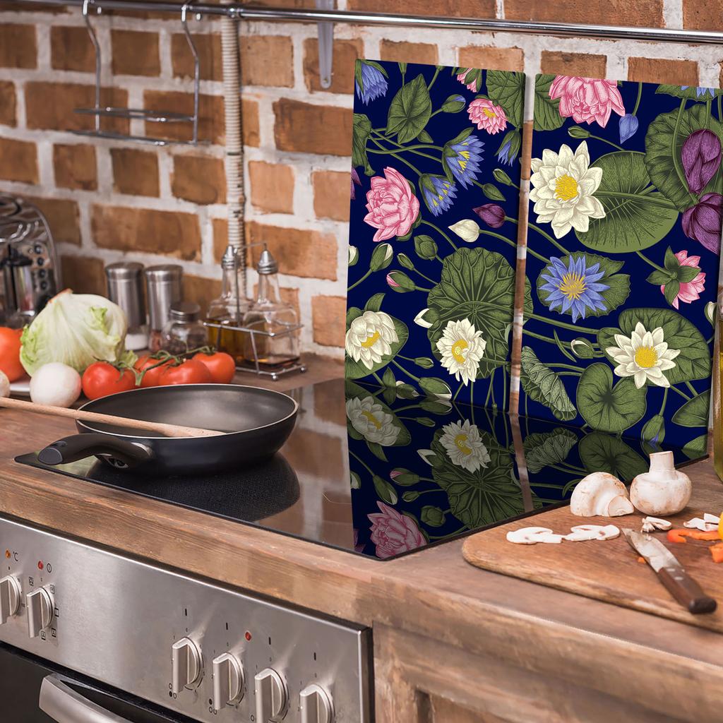 Glass Cutting Board 2X 30X52 Flowers