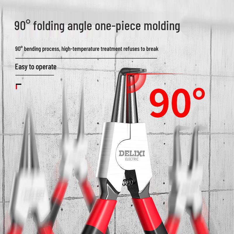 Delixi Electric Industrial Grade Snap Ring Pliers for Internal/External Use - Small Size Expanding Circlip & Spring Retaining Pliers Set.