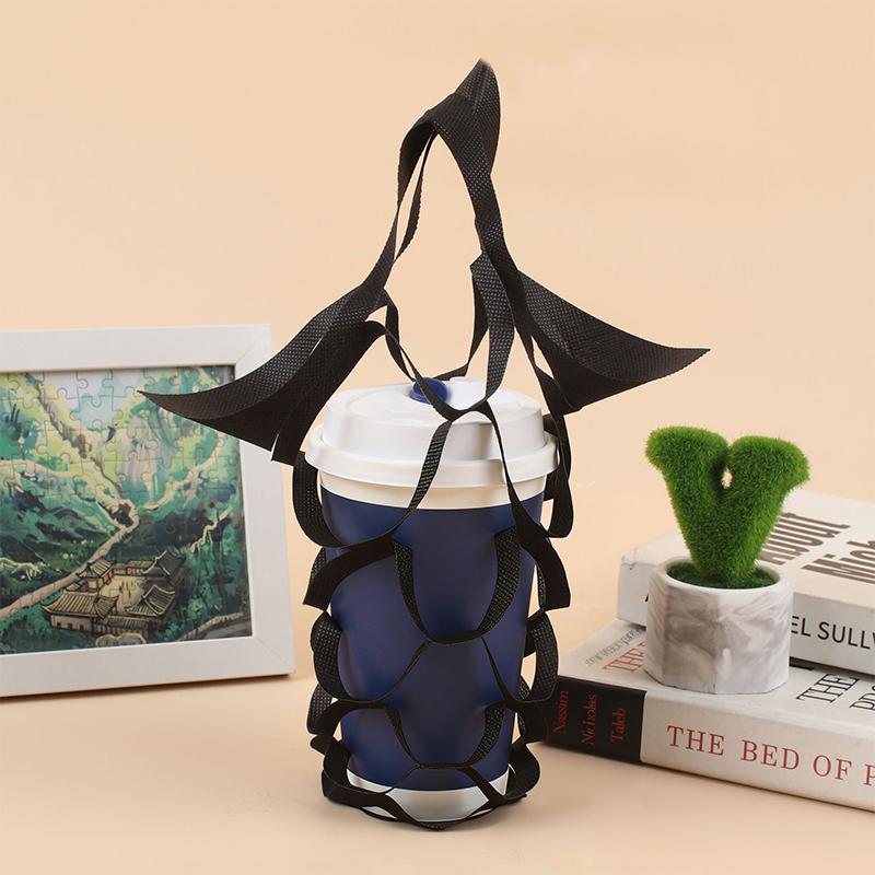 Portable Non Woven Water Cup Holder Reusable Milk Tea Beverage Tote Bag for Work Travel and Restaurant Use