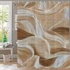 1Pc Golden Abstract Geometry Print Shower Curtain Partition Privacy Hanging Curtain With 12 Hooks Multiple Size Machine Washable