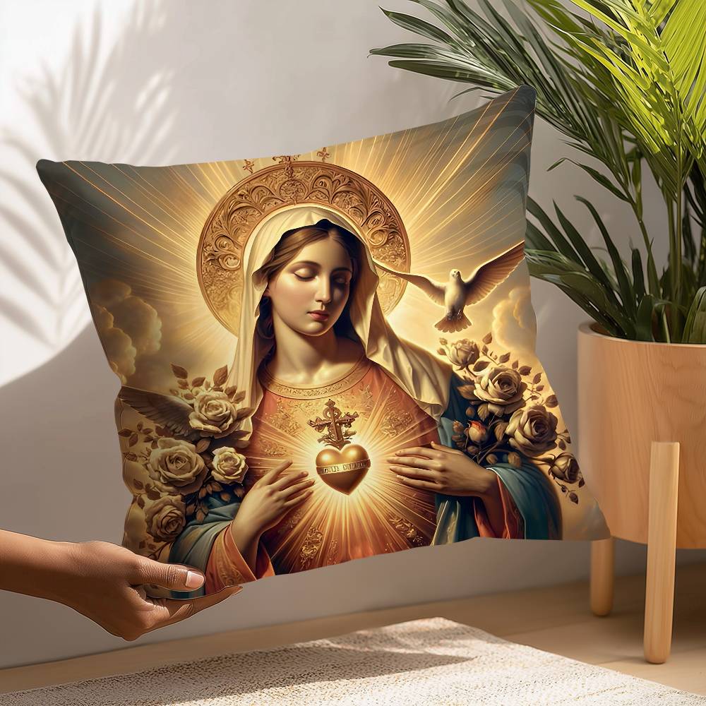 

ретро V-Дева Мария Наволочка Плюшевая Ткань Мягкая Наволочка Двусторонняя Печать Чехол для Подушки Бытовые Подарки 12x12Inch