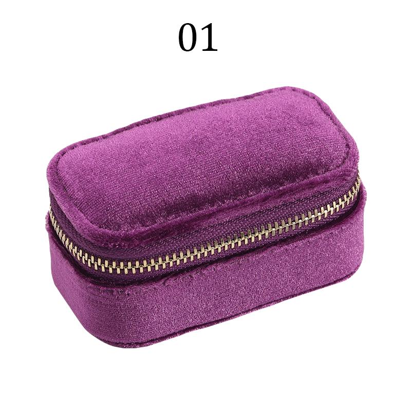 Mini Ring Box Travel Jewelry Box Ring Zipper Velvet Storage Case Jewel Packaging Earrings Necklace Organizer Storage Box Trip