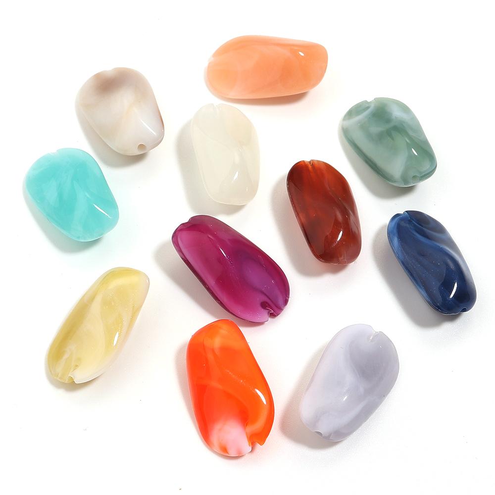 30pcs 24.5x14mm Irregular Acrylic Beads Double Colors Loose Spacer Beads For DIY Jewelry Making Bracelet Necklace Accessories