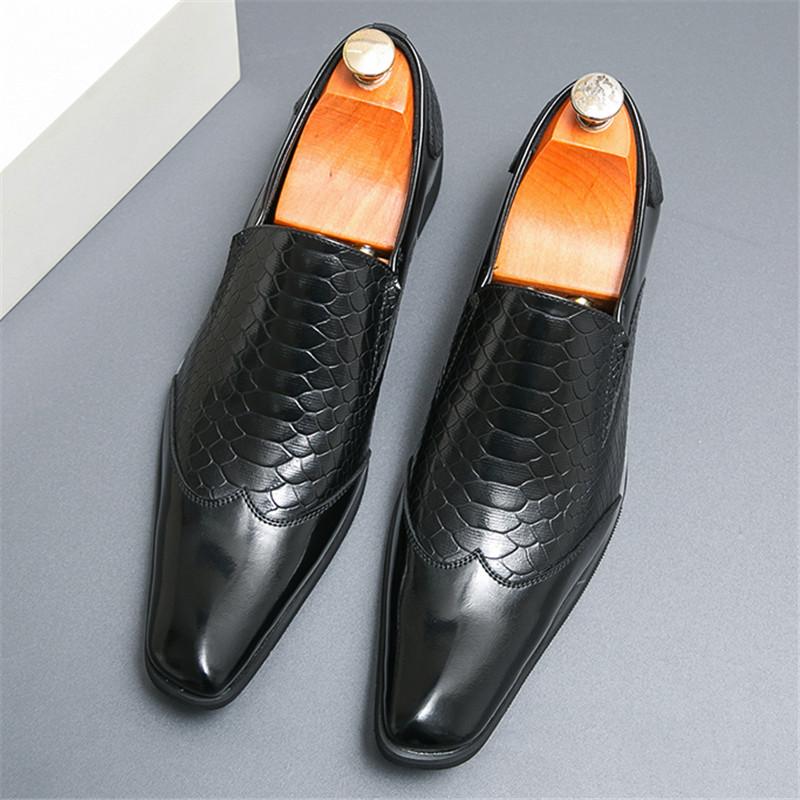 New Fashion Gentleman Alligator Pattern Slip On Shoes For Men Comfortable Wedding Dress Prom Formal Footwear Zapatos Hombre