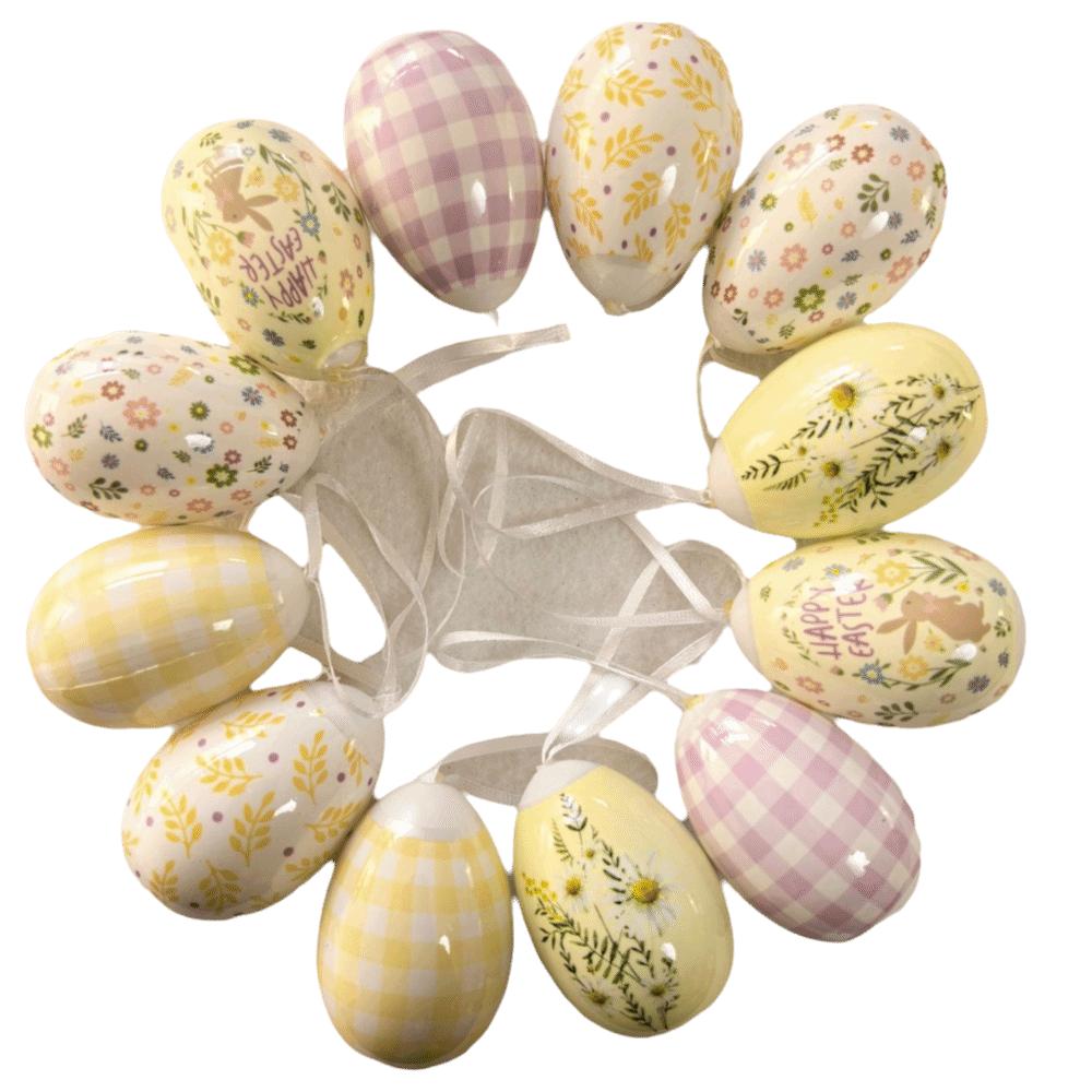 12PCS Plastic Egg Easter Egg Decoration Easter Egg Scene Decoration Hanging Easter Egg Happy Easter Easter Egg Props