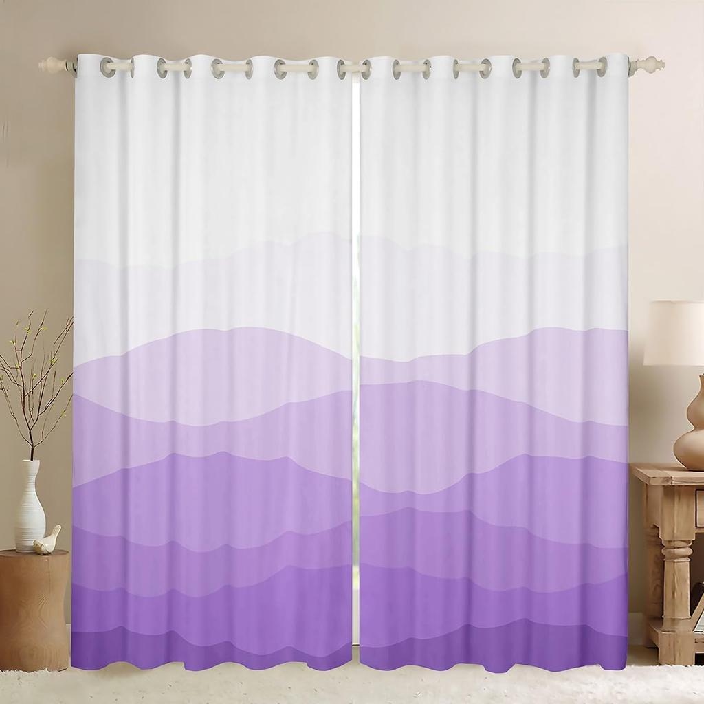 Wave Gradient Curtain Panel Ombre Window Women Teen Room Dorm Abstract Geometric Treatments Drapes With Light Blocking Polyester