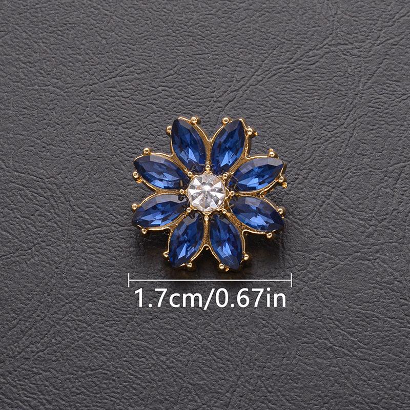 New 5Pcs Luxury And Beautiful Flower Inlaid Rhinestone Metal Buttons Clothing Gift Boxes Scarves Hats DIY Decorative Accessories