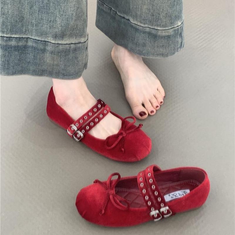 

Fashion 2025 Spring Designer Women Ballet Shoes Fashion Butterfly-knot Shoes Concise Soft Sole Flats Shoes Chaussures Femme Zapatos 39 красный