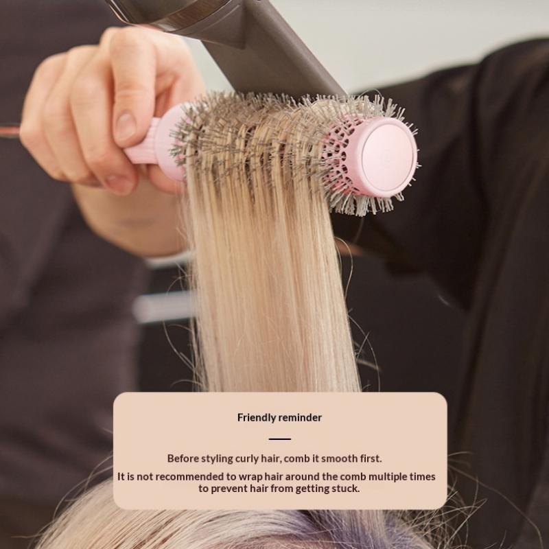 Barber Professional Round Blow Dry Brush, Professional Aluminum Tube Curly Hair  Cylinder Comb For Curly Hair Styling