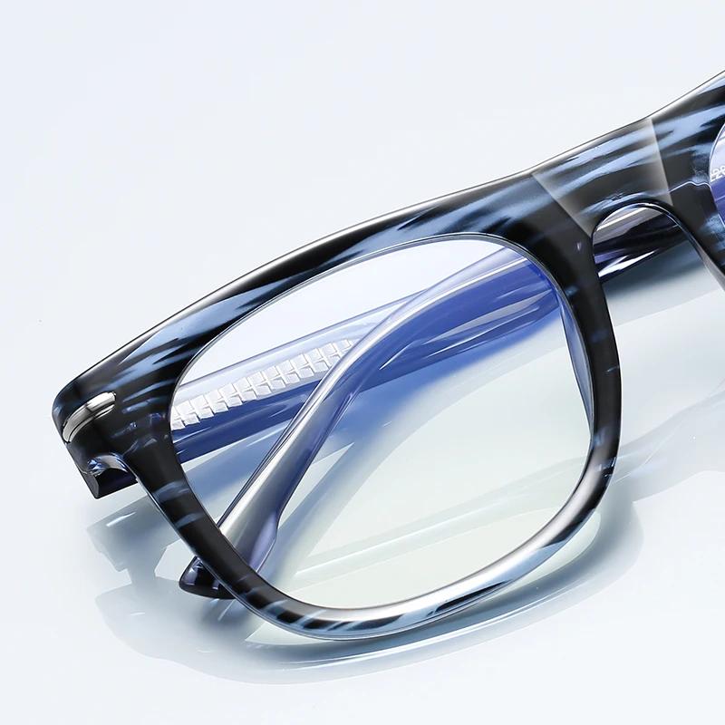 Blue Leopard Frame Square Shortsighted Prescription Glasses Men Spring Leg Blue Blocking Rays Myopia Prescription 0 -0.5 -0.75 To -6