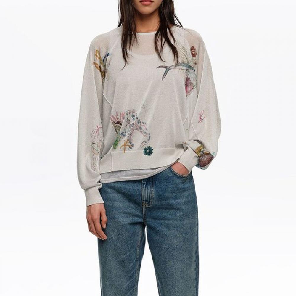 

Bimba Y Lola Bat Wing Sleeve Sweater White B265awk005whb White/M