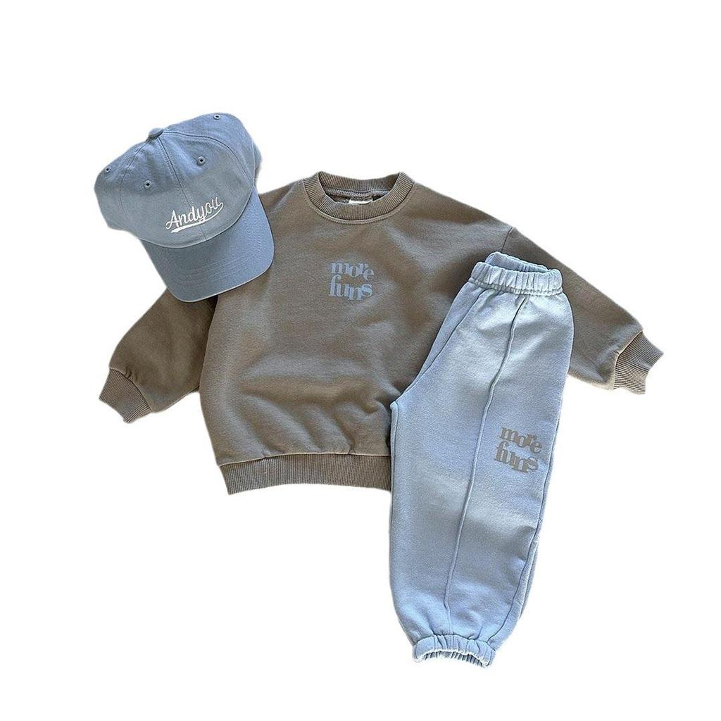 Trendy Color Block Cotton Sweatshirt & Jogger Set for Kids