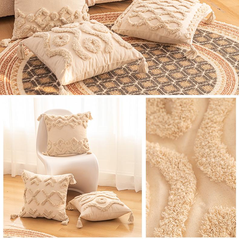 Pack of 2 Faux Wool Throw Pillow Covers 18x18 Inches Decorative Farmhouse Velvet Couch Pillow Case Soft Plush Square Boho Cushion Pillowcase