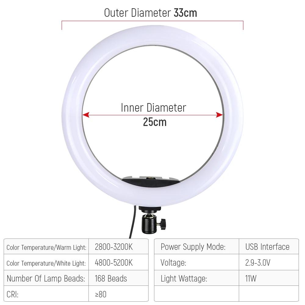 26cm 10inch Led Selfie Ring Light Round Ring Lamp with Phone Holder Photography Fill Lighting with Tripod for Youtube Live Video
