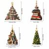 3D Bookshelf Bookshelf Christmas Hanging Books Stacked Christmas Pendant  For Home