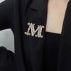 Versatile Letter M Brooch with Rhinestones for Suit Jacket, Fashion Pin