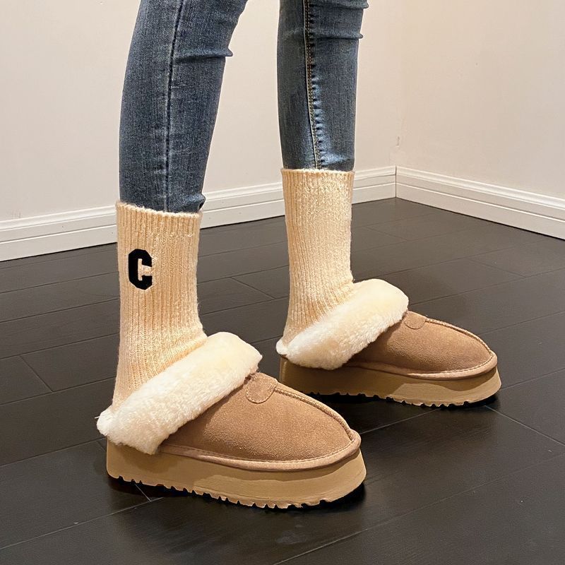 

Mao Mao towing women wear the new Korean version of non-slip thick-soled Northeast cotton boots with integrated fur and snow boots in autumn and win 42 малиновый