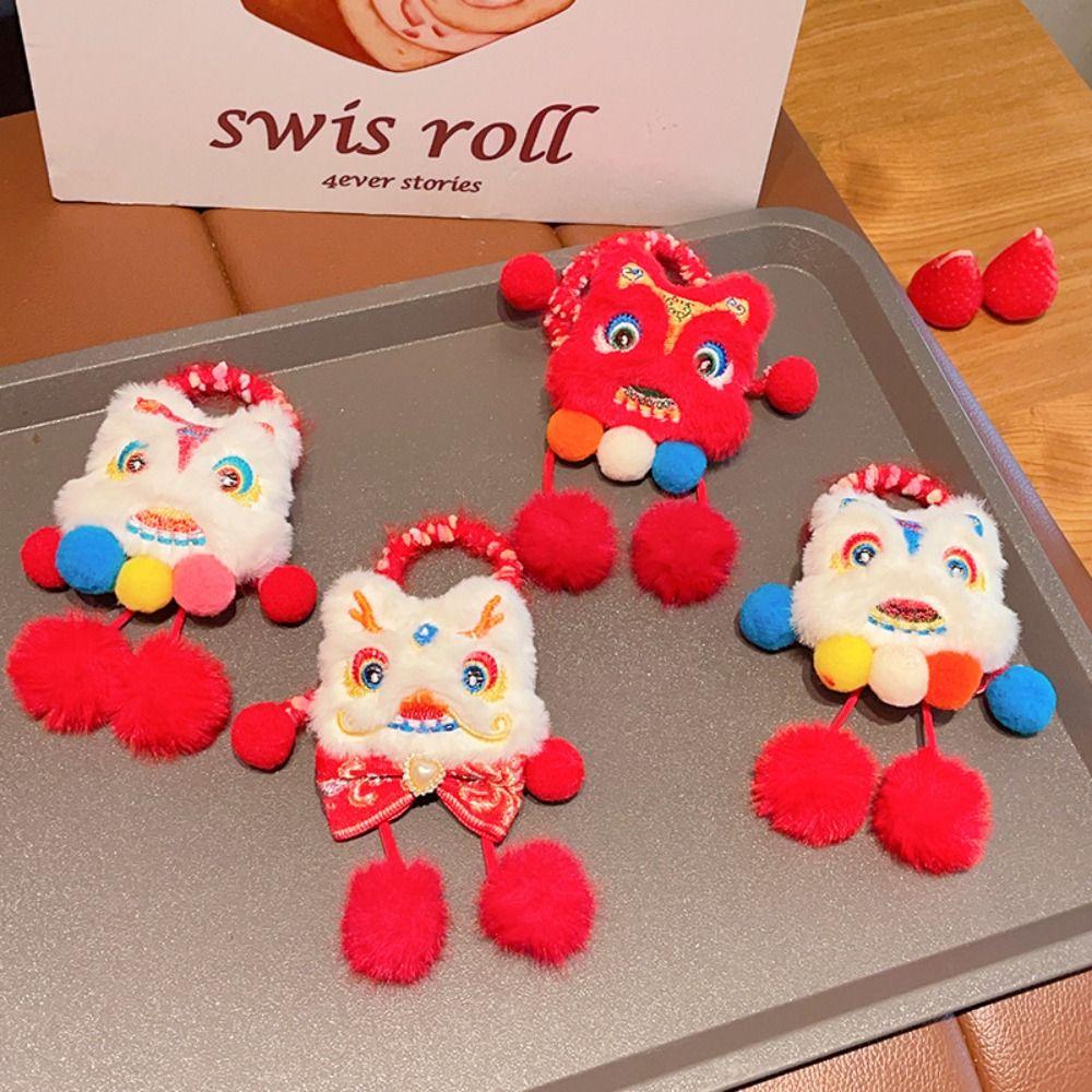 Ponytail Holder Lion Awakening Headwear Plush Ball Plush Elastic Hair Band  Streetwear