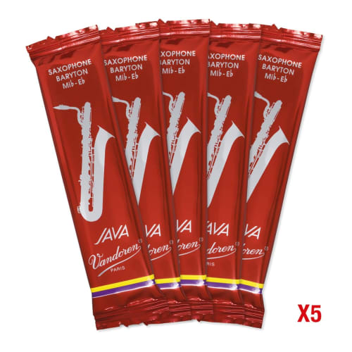 Vandoren Java Filed Red Cut Baritone Saxophone Reeds, 2-1/2 Hardness (Pack of 5)