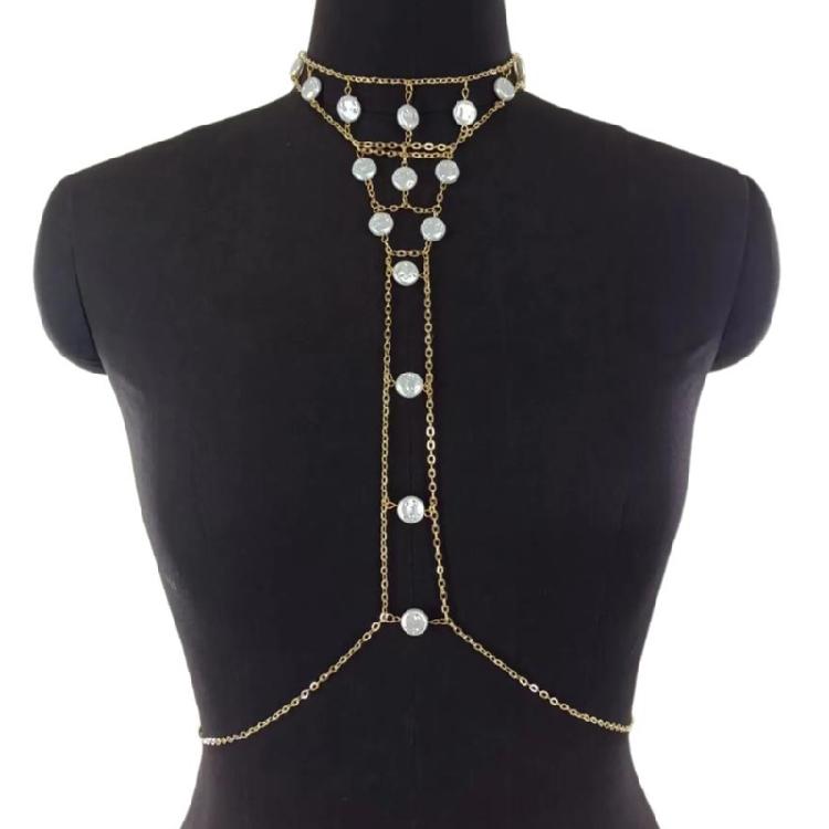 

Luxurious Nacreous Neck Chain Distinguished Body Chain Necklace Artistic Photo Stylish Shoulder Necklace for Lady 1